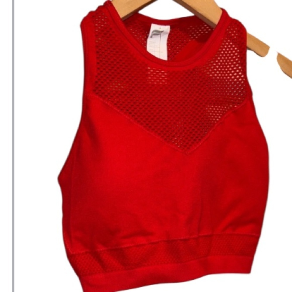 Fabletics sports bra Red Mesh Tank Top maran small NEW soft comfortable